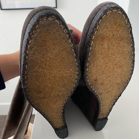 Stuart Weitzman Demiswoon Dark Gray Suede Over the Knee Wedge Boots - Picture 7 of 10